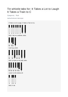 It Takes a Lot to Laugh It Takes a Train to C — tin whistle tab