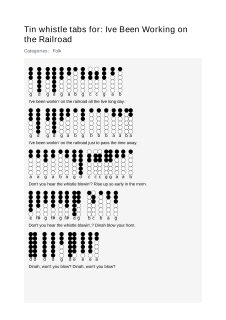 Ive Been Working on the Railroad — tin whistle tab