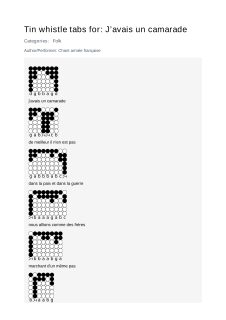 J’avais un camarade — tin whistle tab
