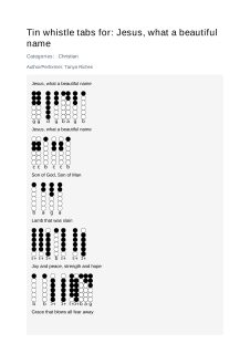 Jesus, what a beautiful name — tin whistle tab