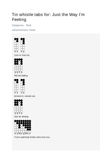 Just the Way I’m Feeling — tin whistle tab