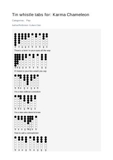 Karma Chameleon — tin whistle tab