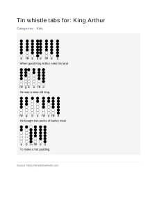 King Arthur — tin whistle tab