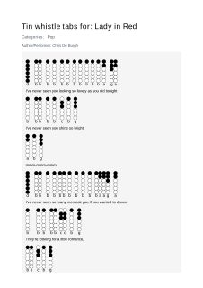 Lady in Red — tin whistle tab
