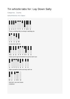 Lay Down Sally — tin whistle tab