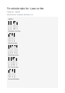 Lean on Me — tin whistle tab