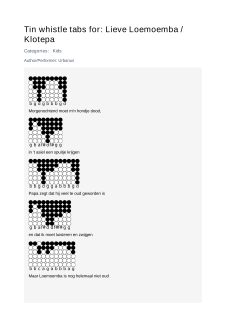 Lieve Loemoemba / Klotepa — tin whistle tab
