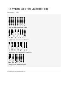 Little Bo Peep — tin whistle tab