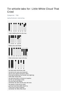 Little White Cloud That Cried — tin whistle tab