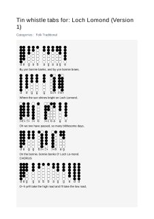 Loch Lomond (Version 1) — tin whistle tab