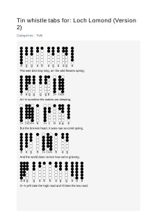 Loch Lomond (Version 2) — tin whistle tab