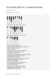 Lonesome Road — tin whistle tab
