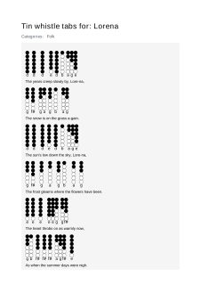 Lorena — tin whistle tab