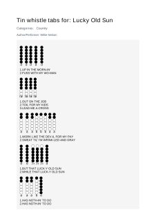 Lucky Old Sun — tin whistle tab
