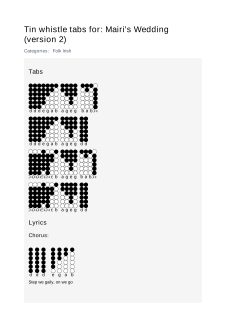 Mairi's Wedding (version 2) — tin whistle tab