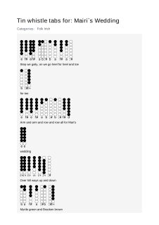 Mairi`s Wedding — tin whistle tab
