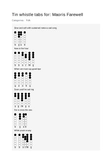 Maoris Farewell — tin whistle tab