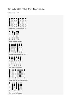 Marianne — tin whistle tab