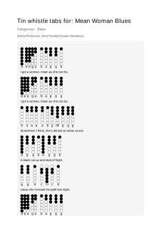Mean Woman Blues — tin whistle tab