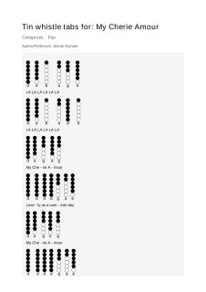 My Cherie Amour — tin whistle tab