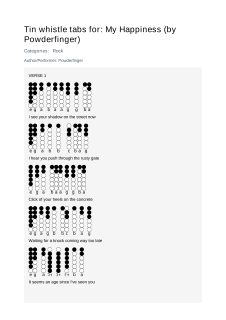 My Happiness (by Powderfinger) — tin whistle tab