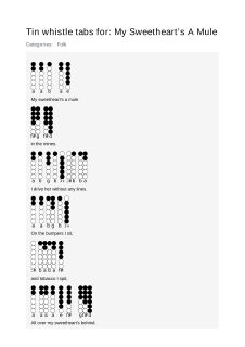 My Sweetheart’s A Mule — tin whistle tab