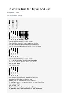 Mykel And Carli — tin whistle tab