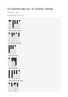 N’ Oubliez Jamais — tin whistle tab