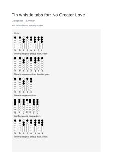 No Greater Love — tin whistle tab