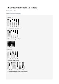 No Reply — tin whistle tab