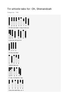 Oh, Shenandoah — tin whistle tab
