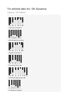 Oh Susanna — tin whistle tab