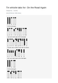 On the Road Again — tin whistle tab