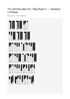 Peg Ryan’s — Sweeny’s Polkas — tin whistle tab