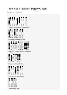 Peggy O`Neill — tin whistle tab