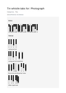 Photograph — tin whistle tab