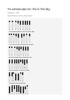 Pie In The Sky — tin whistle tab