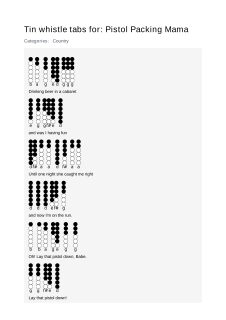 Pistol Packing Mama — tin whistle tab
