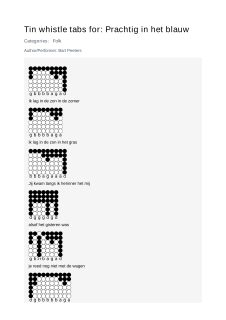 Prachtig in het blauw — tin whistle tab