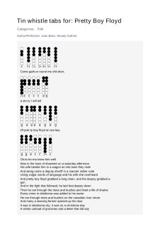 Pretty Boy Floyd — tin whistle tab