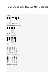 Ramblin’ Man (diatonic) — tin whistle tab