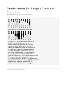 Ranger’s Command — tin whistle tab