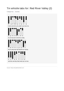 Red River Valley (2) — tin whistle tab