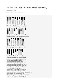 Red River Valley (3) — tin whistle tab