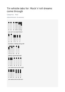 Rock`n`roll dreams come through — tin whistle tab