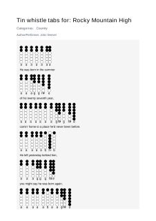 Rocky Mountain High — tin whistle tab