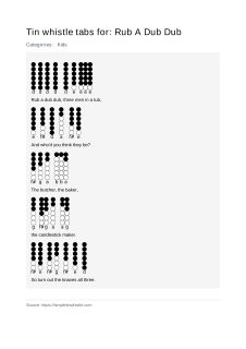 Rub A Dub Dub — tin whistle tab