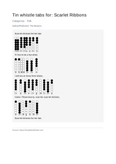 Scarlet Ribbons — tin whistle tab