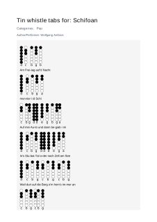 Schifoan — tin whistle tab