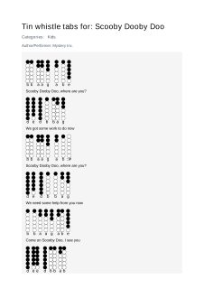 Scooby Dooby Doo — tin whistle tab